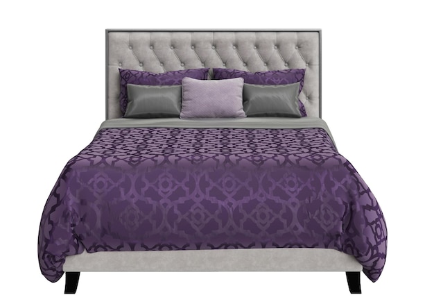 Classic Tufted Bed on white background 3d rendering