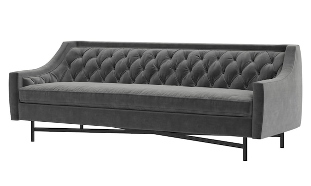 Classic tufted sofa isolated on white background.Digital illustration.3d rendering