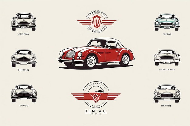 Classic Vintage Car Vector Design Inspiration Auto Car Logo Design Template Vintage Car Simple