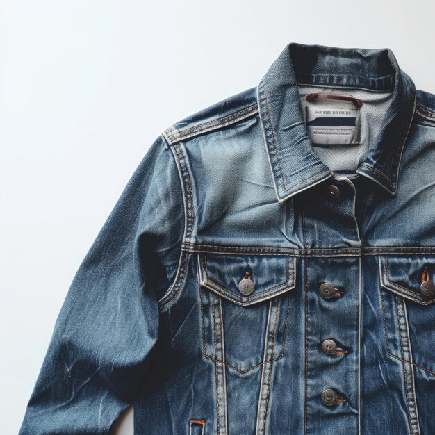 A classic vintage denim jacket pristine on white