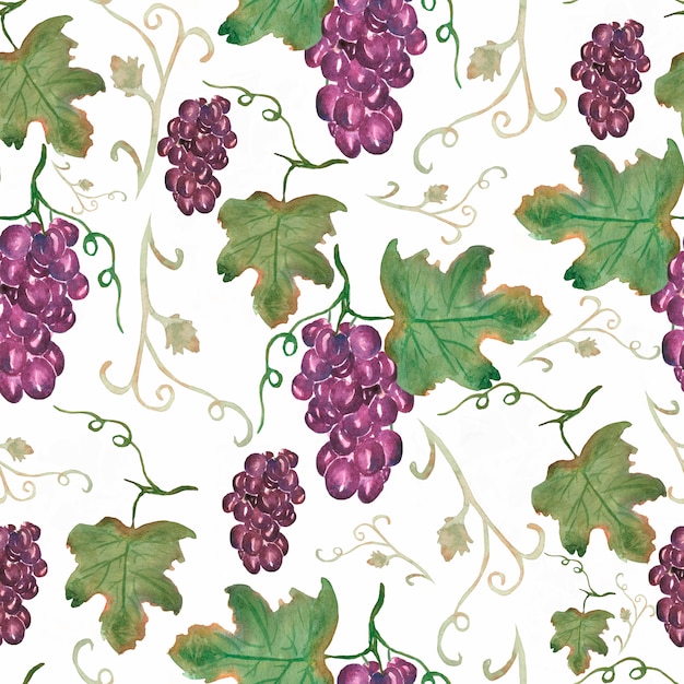 Classic vintage fruit pattern with grapes