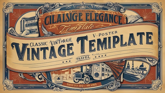 Classic Vintage VPoster Template Elegant Design with Antique Illustrations