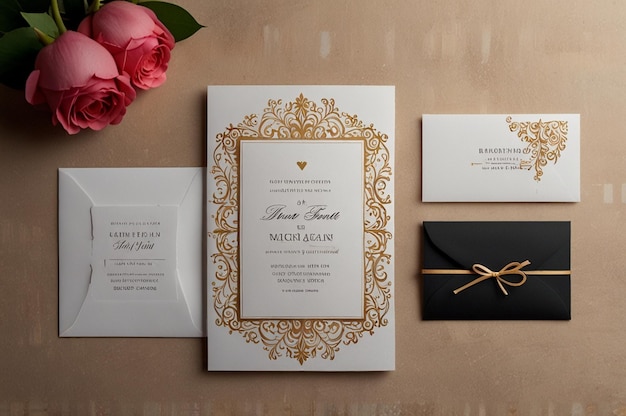 Photo classic wedding invitation on stylish background