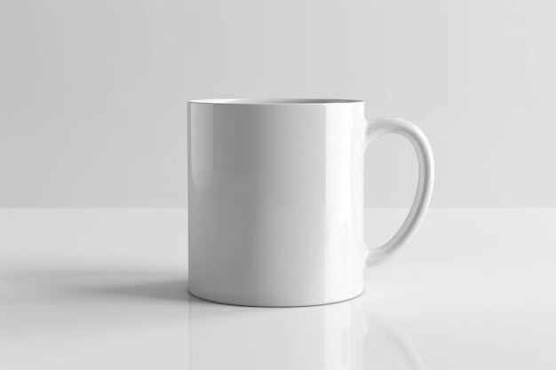 A classic white ceramic mug with a smooth finish perfect for hot beverages