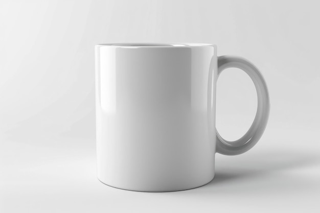 A classic white ceramic mug with a smooth finish perfect for hot beverages