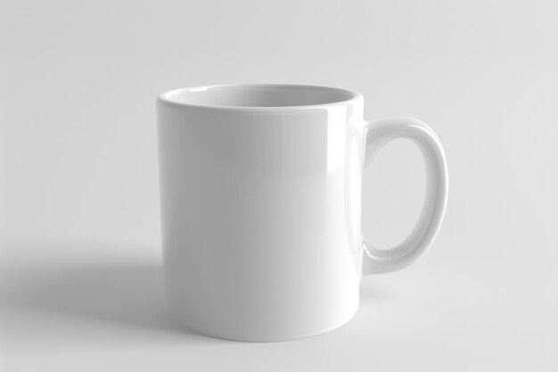 A classic white ceramic mug with a smooth finish perfect for hot beverages