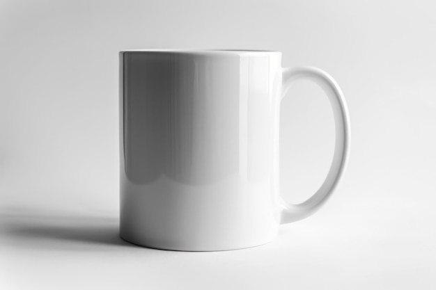 A classic white ceramic mug with a smooth finish perfect for hot beverages