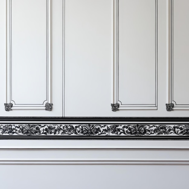 Photo classic white interior wall with mouldings moldings and decorative elements