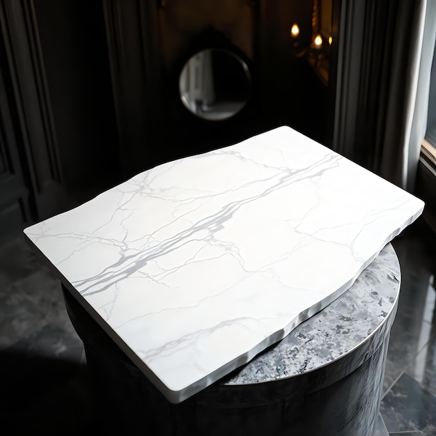 Classic White Marble Slab with Gray Marbling