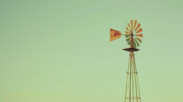 Photo a classic windmill stands against a soft pastelcolored sky at dusk or dawn