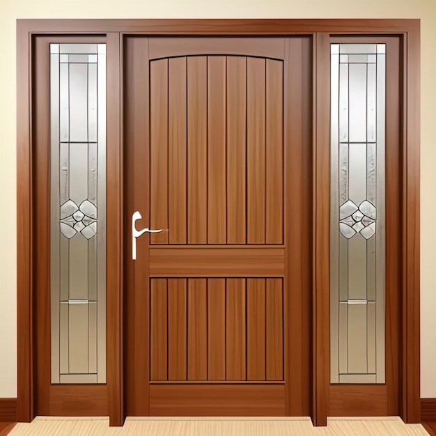 classic wooden doors with glass doors 3 d renderingclassic wooden doors with glass doors 3 d