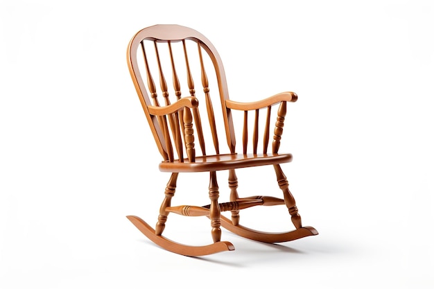 A Classic Wooden Rocking Chair Awaits A Moment Of Rest on a Clear PNG or White Background