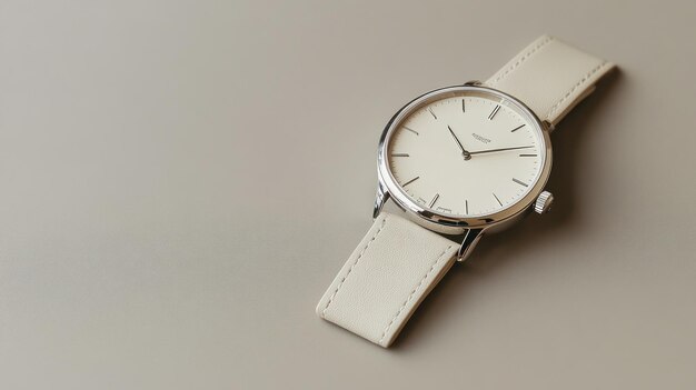 Photo classic wristwatch on beige background