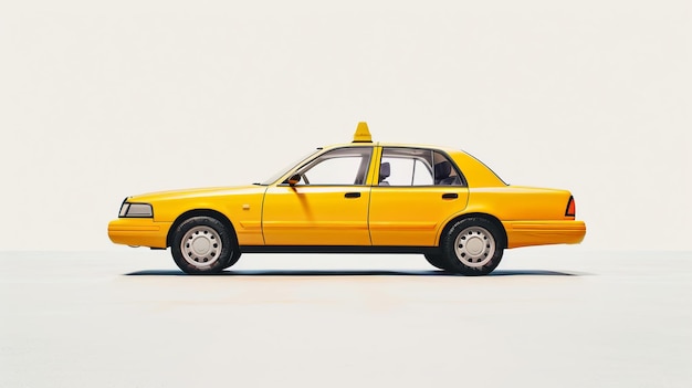 Photo classic yellow taxi car isolated on a light background ideal for transportthemed projects represents urban transportation vintage style and simple design photographed in side profile view ai