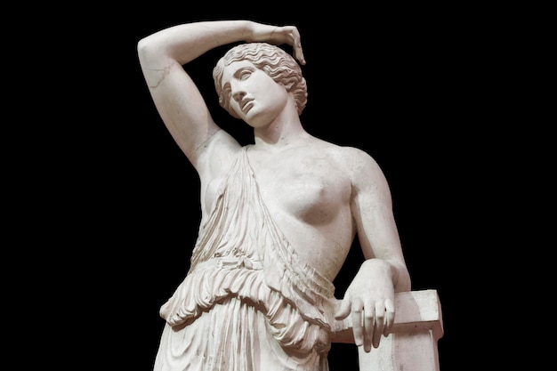 Classical antique sculpture of a woman in marble or white stone ancient greek art and culture human