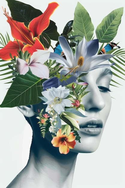 Classical art meets diversity nature in vibrant collage