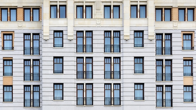 Classical building facade. Vintage architecture. Front view