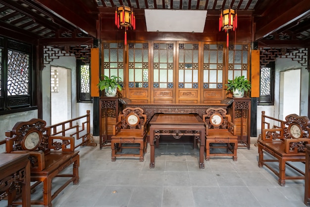 The classical Chinese style hall in the humble administrator's garden,suzhou,china