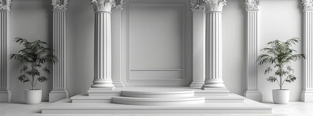 Photo classical columns and podium with minimalist style