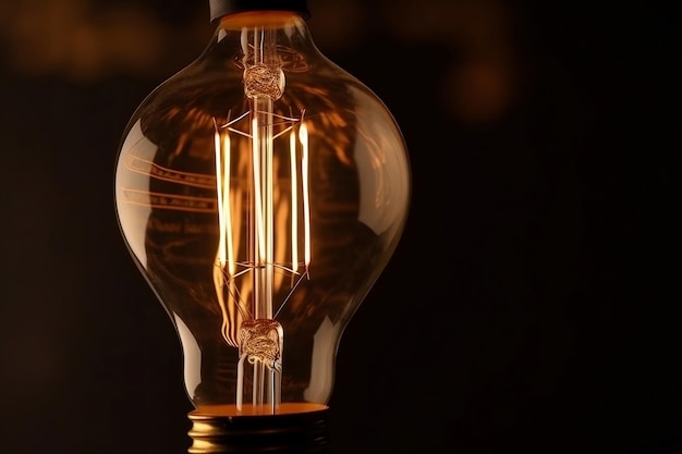 Classical edison s bulb in closeup on brown background generative ai