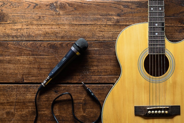 Classical guitar and microphone For musicians