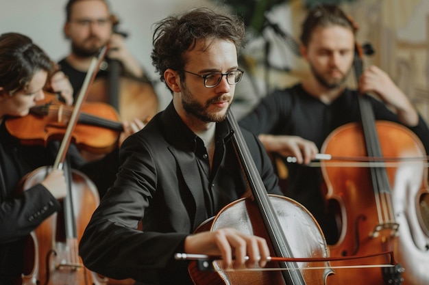 Photo classical musicians blending tradition with innova generative ai