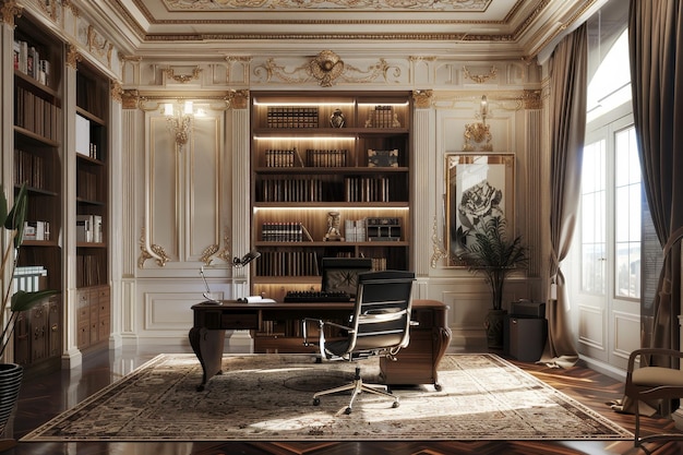 Classical Office Workspace Interior