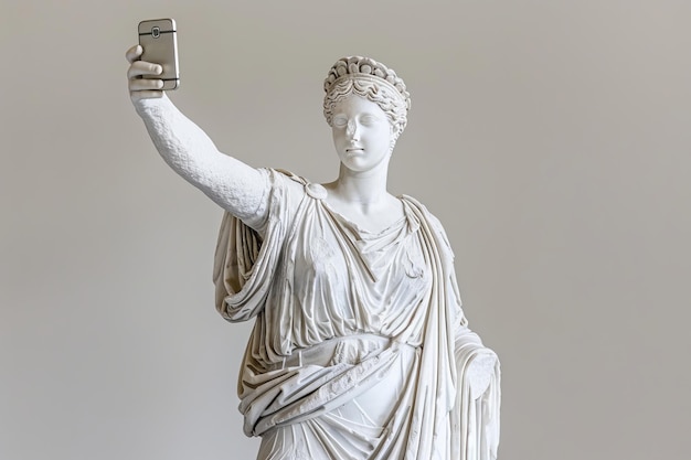 Classical Statue Taking a Selfie