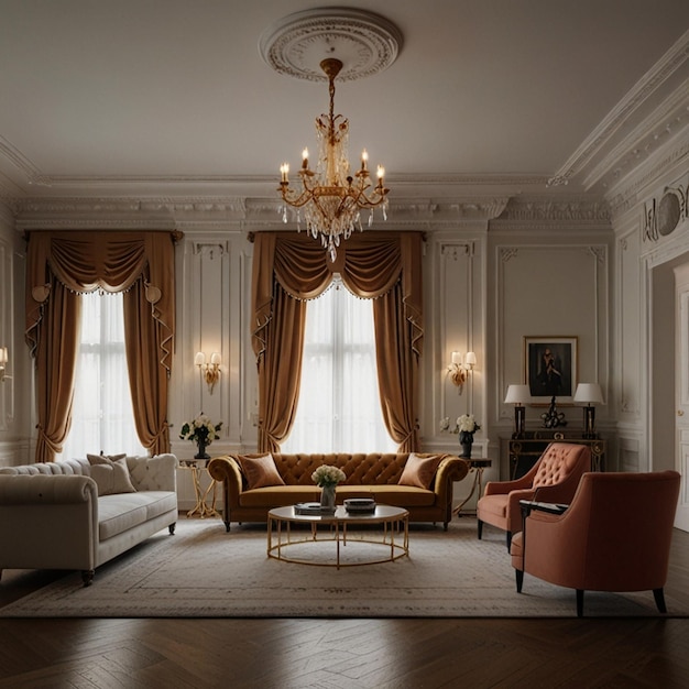 Classical style luxury living room interior