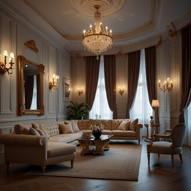 Classical style luxury living room interior