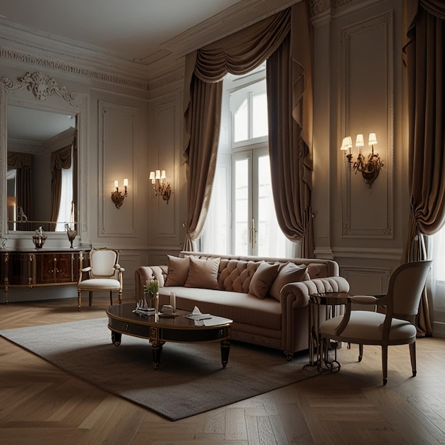 Classical style luxury living room interior