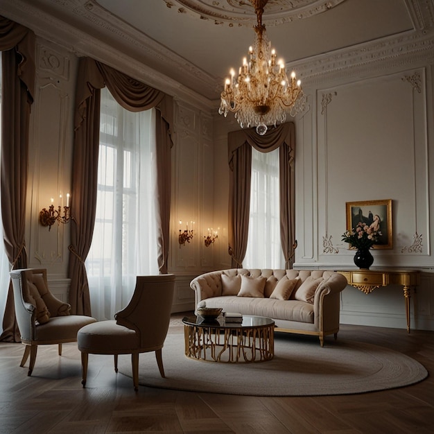 Classical style luxury living room interior