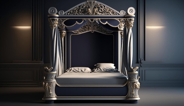 Classical style luxury traditional bed interior design AI Generated image