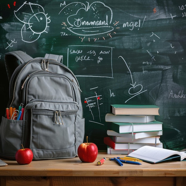 Classroom environment with a green chalkboard