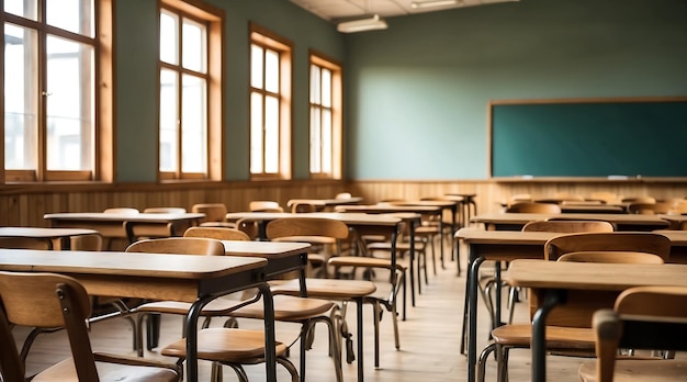 a classroom with a chalkboard and a chalkboard with the words  the teacher  on the wall