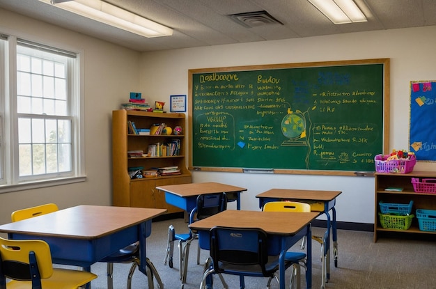 a classroom with a chalkboard that says quot scientific research quot