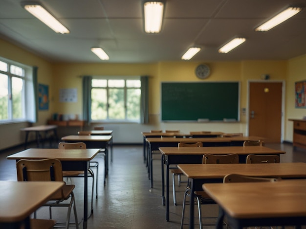 a classroom with a chalkboard that says quot the word quot on the wall