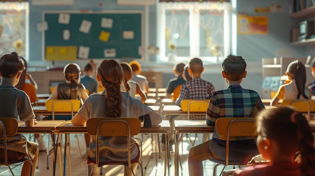 a classroom with a classroom with a classroom with a classroom of students sitting at their desks