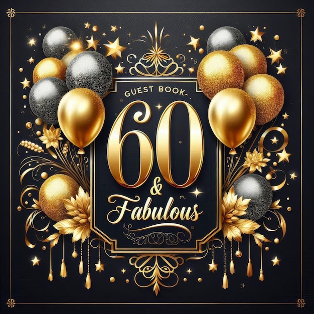 Classy 60th Birthday Invitation Gold Balloon Design