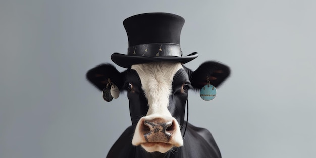 Photo classy and quirky cows dressed to impress in hats and glasses