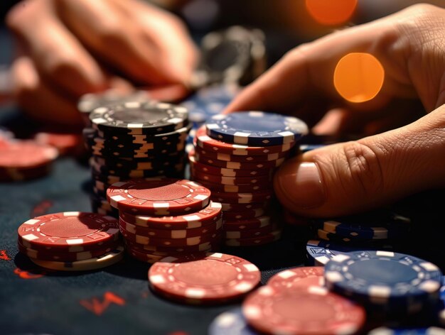 The clatter of chips on a latenight poker game where the stakes are high and the regrets higher