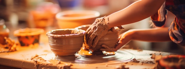 Clay artistry pottery practice of molding clay into various forms blending traditional techniques with modern designs to produce unique handcrafted ceramics for use and aesthetic enjoyment