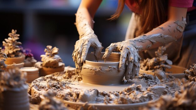 Clay artistry pottery practice of molding clay into various forms blending traditional techniques with modern designs to produce unique handcrafted ceramics for use and aesthetic enjoyment