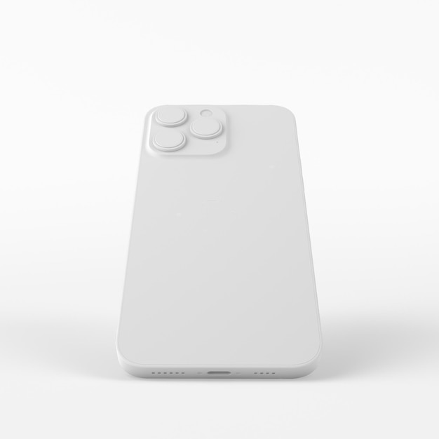 Clay Phone 14 Pro Isolated Back Side View In White Background