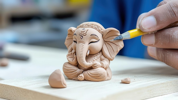 Photo clay sculpture of ganesha