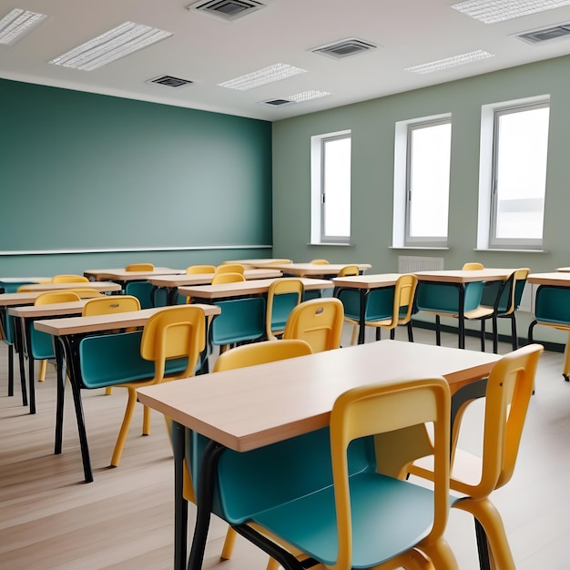 Clean classroom and education Big empty classroom at modern school background