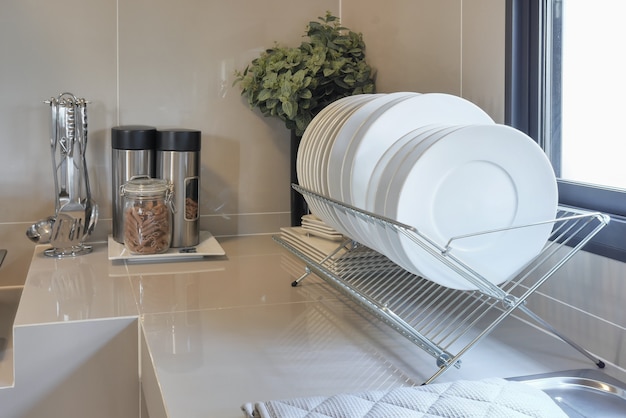 Clean counter in kitchen with utensil at home