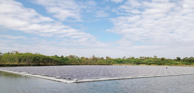 Clean energy concept of floating photovoltaic power plants