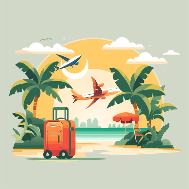 a clean flat illustration of tourism industry