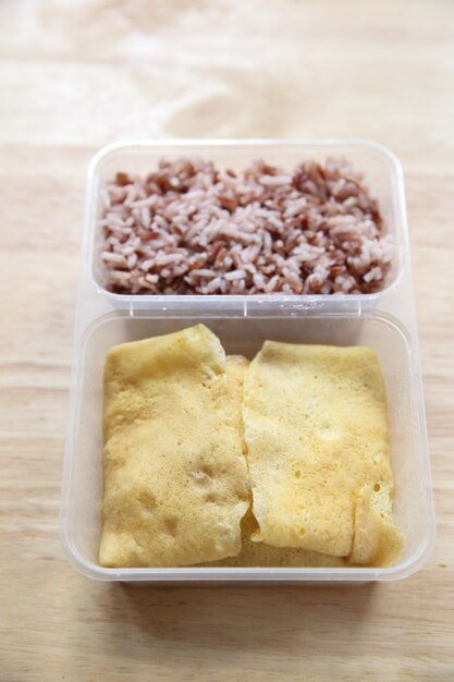 Photo clean food egg and rice in bento